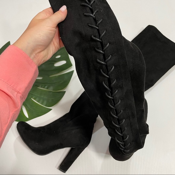 Top moda black suede over knee boots - Picture 7 of 9